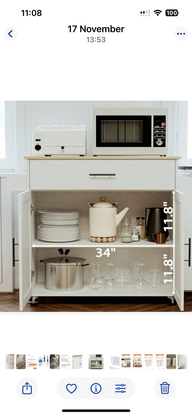 Kitchen Island Cart - White & Wood image indicator(7)