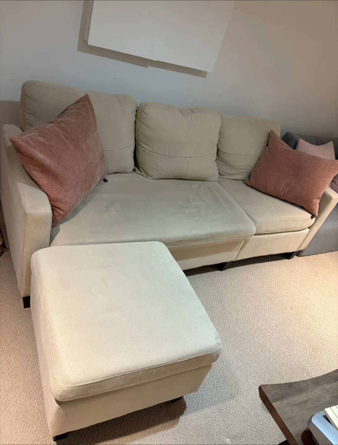 Moving Sale! Beige Sofa with Ottoman