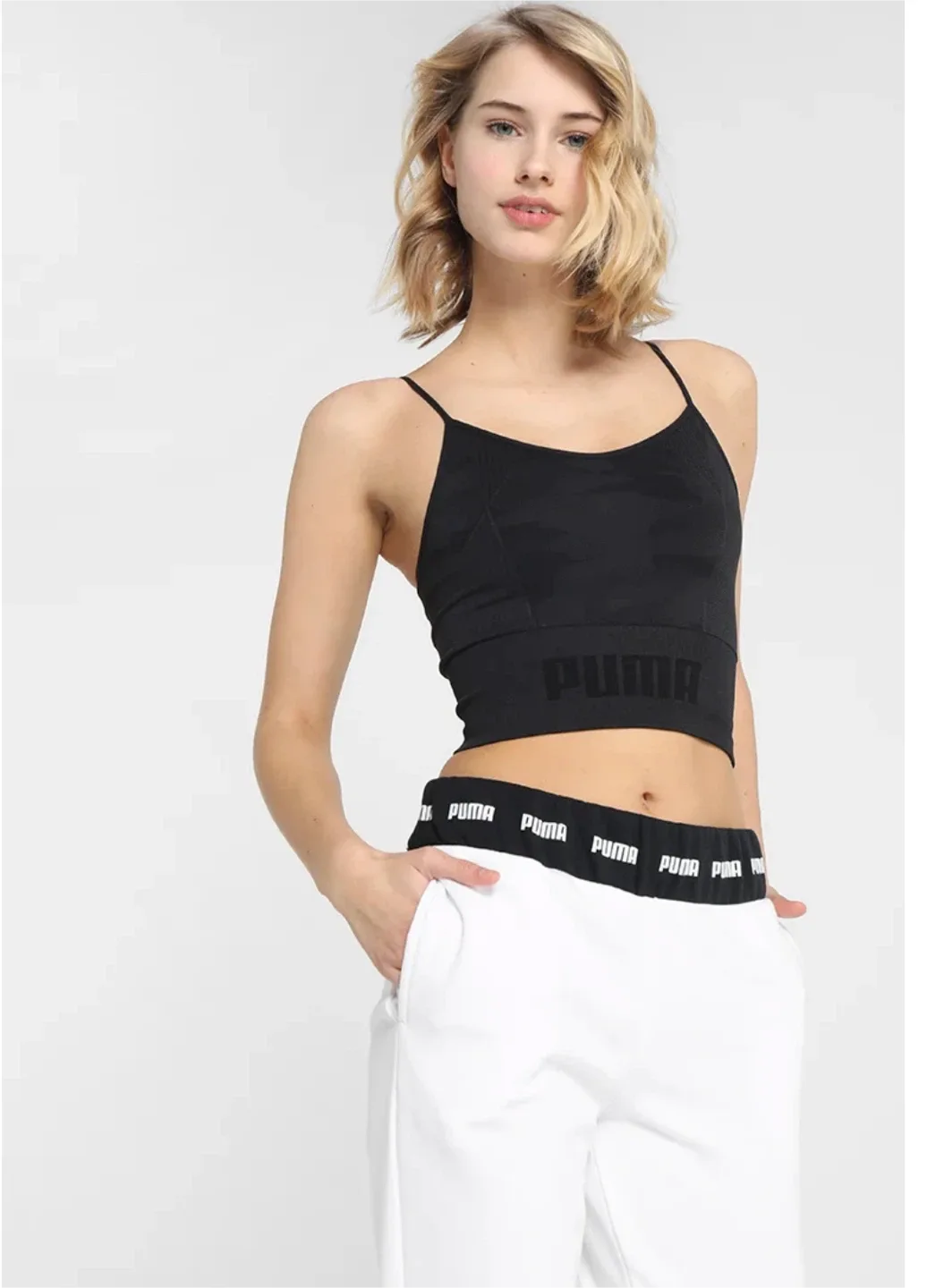 Puma Evo Knit Seamless Black Crop Top