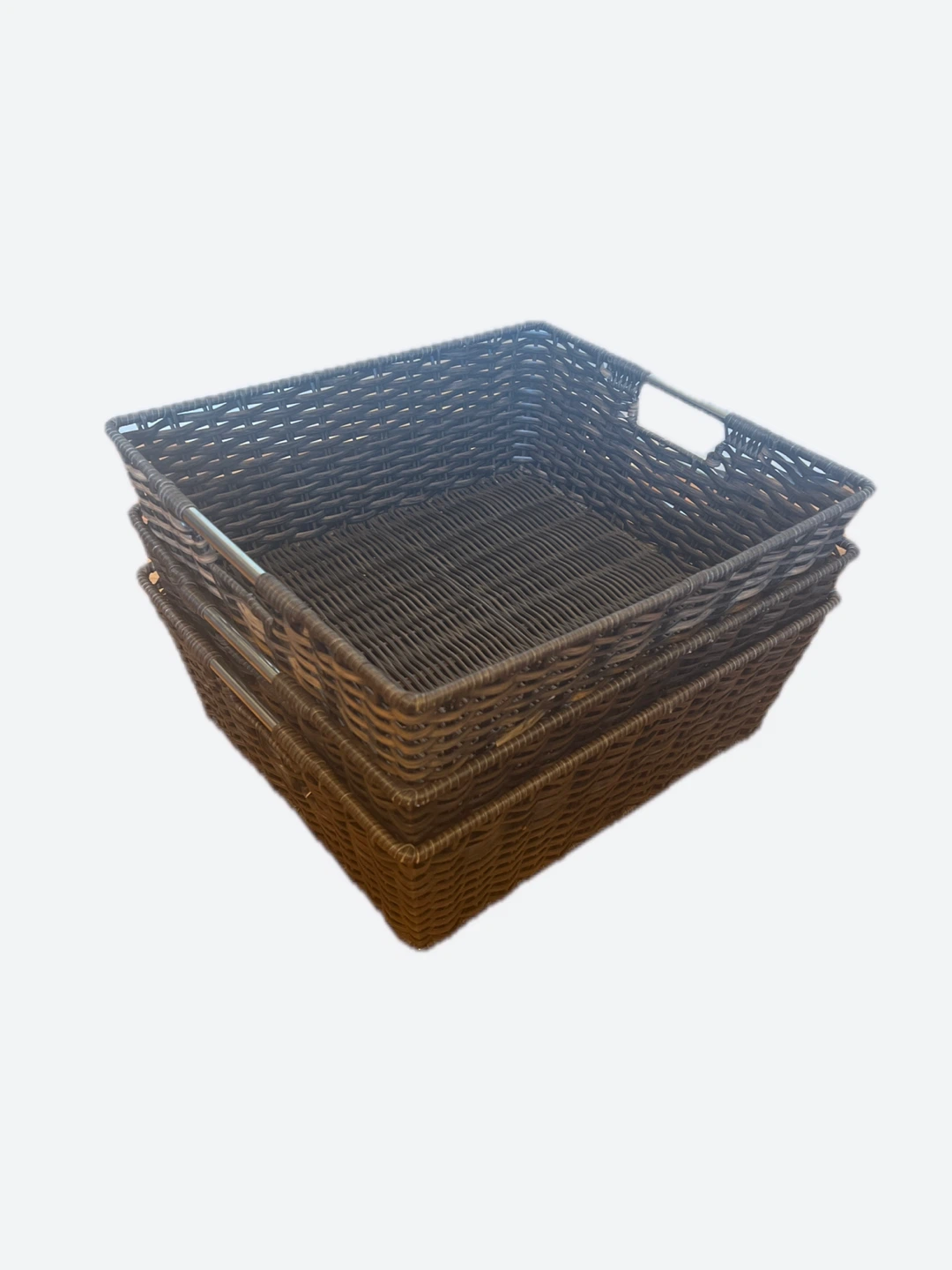3x Wicker Storage Basket with Handles