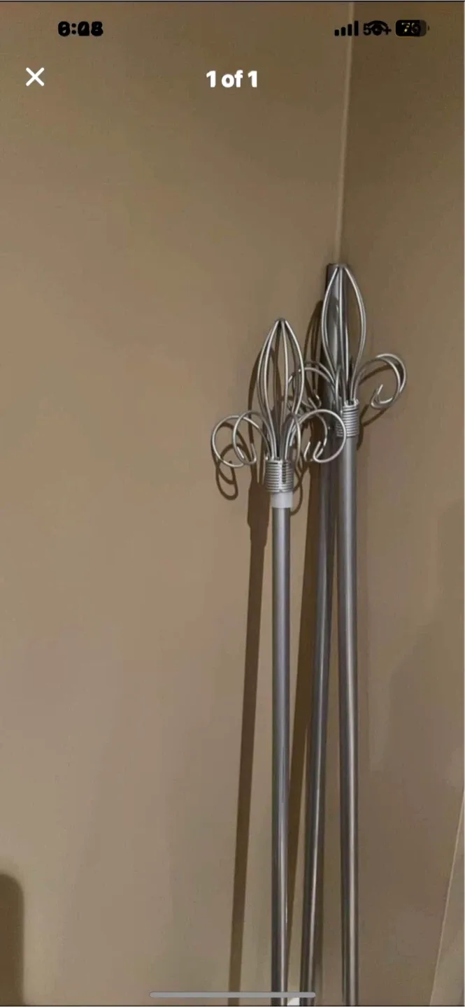 Silver Curtain Rods with Finials