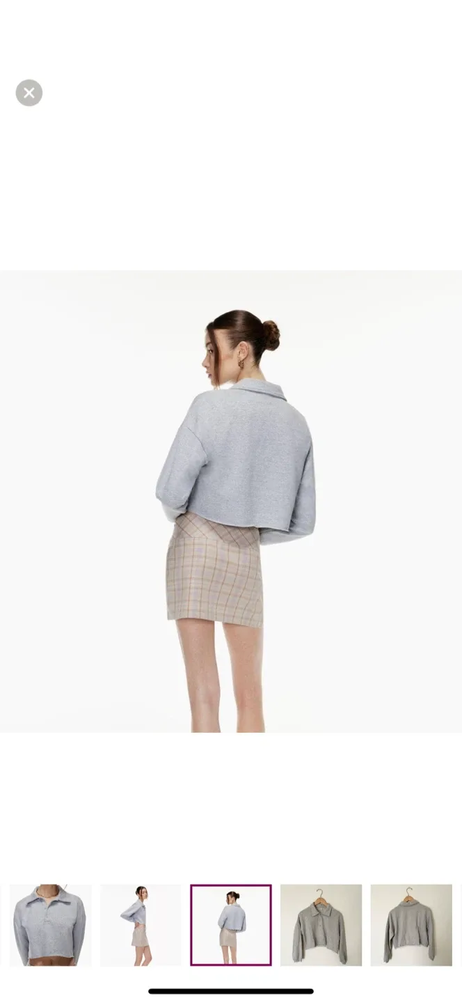 SUNDAY BEST x ARITZIA Cropped Fleece Polo Grey Sweatshirt (XS/S) image indicator(3)