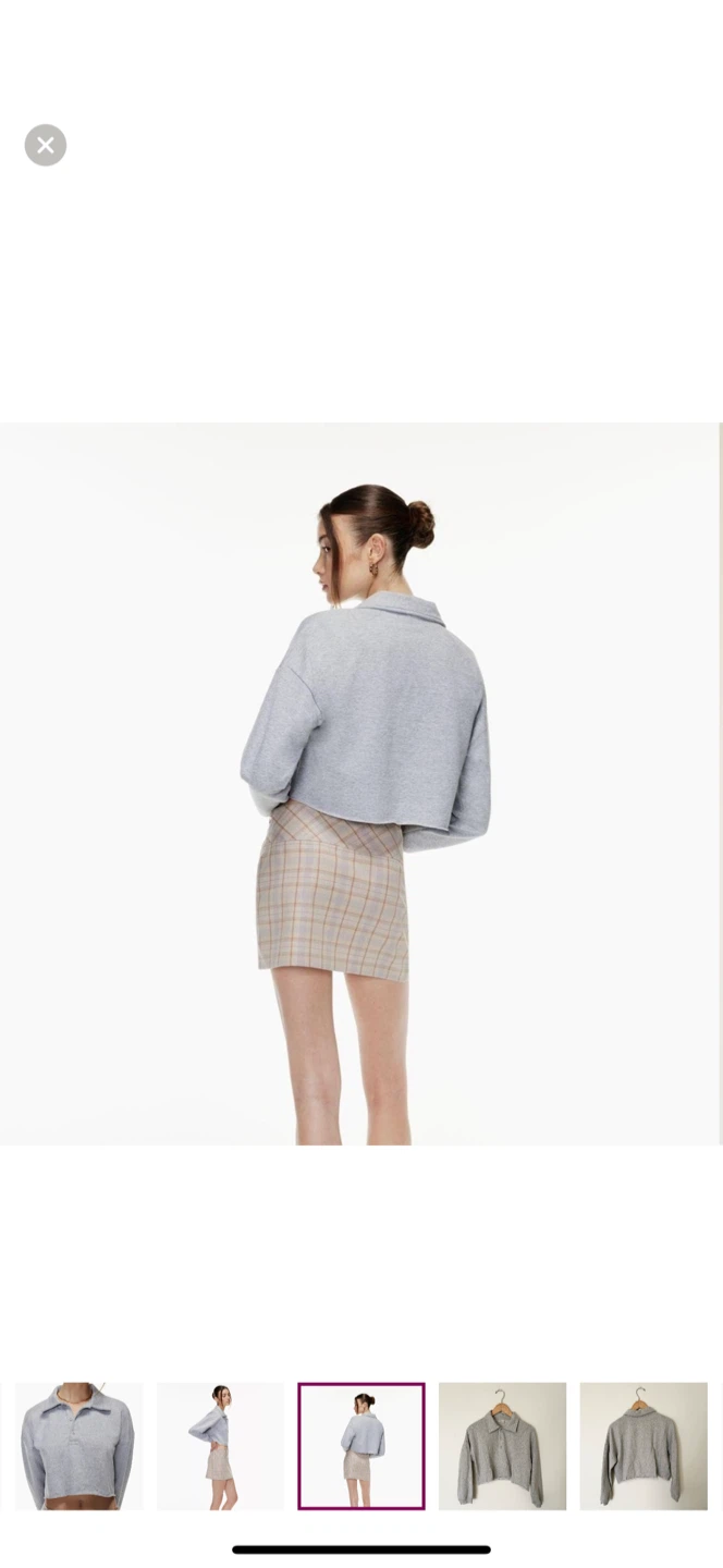 SUNDAY BEST x ARITZIA Cropped Fleece Polo Grey Sweatshirt (XS/S) - photo 4
