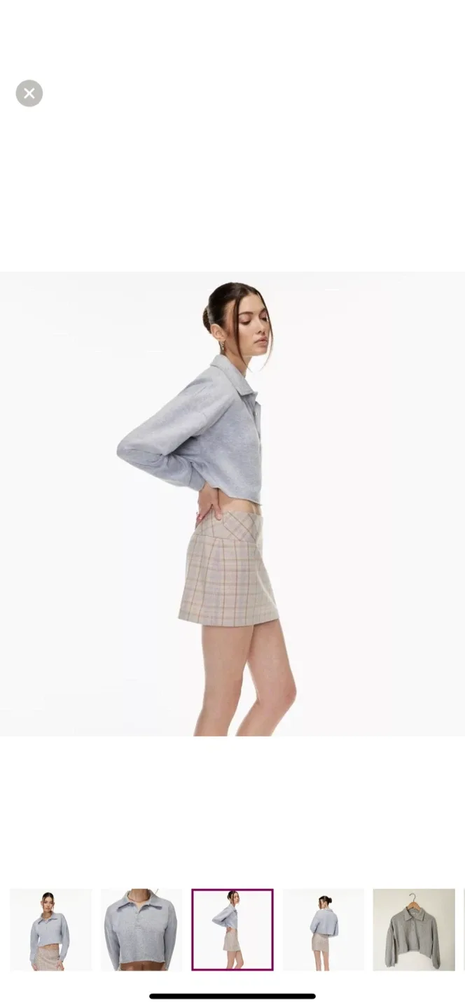 SUNDAY BEST x ARITZIA Cropped Fleece Polo Grey Sweatshirt (XS/S) image indicator(6)