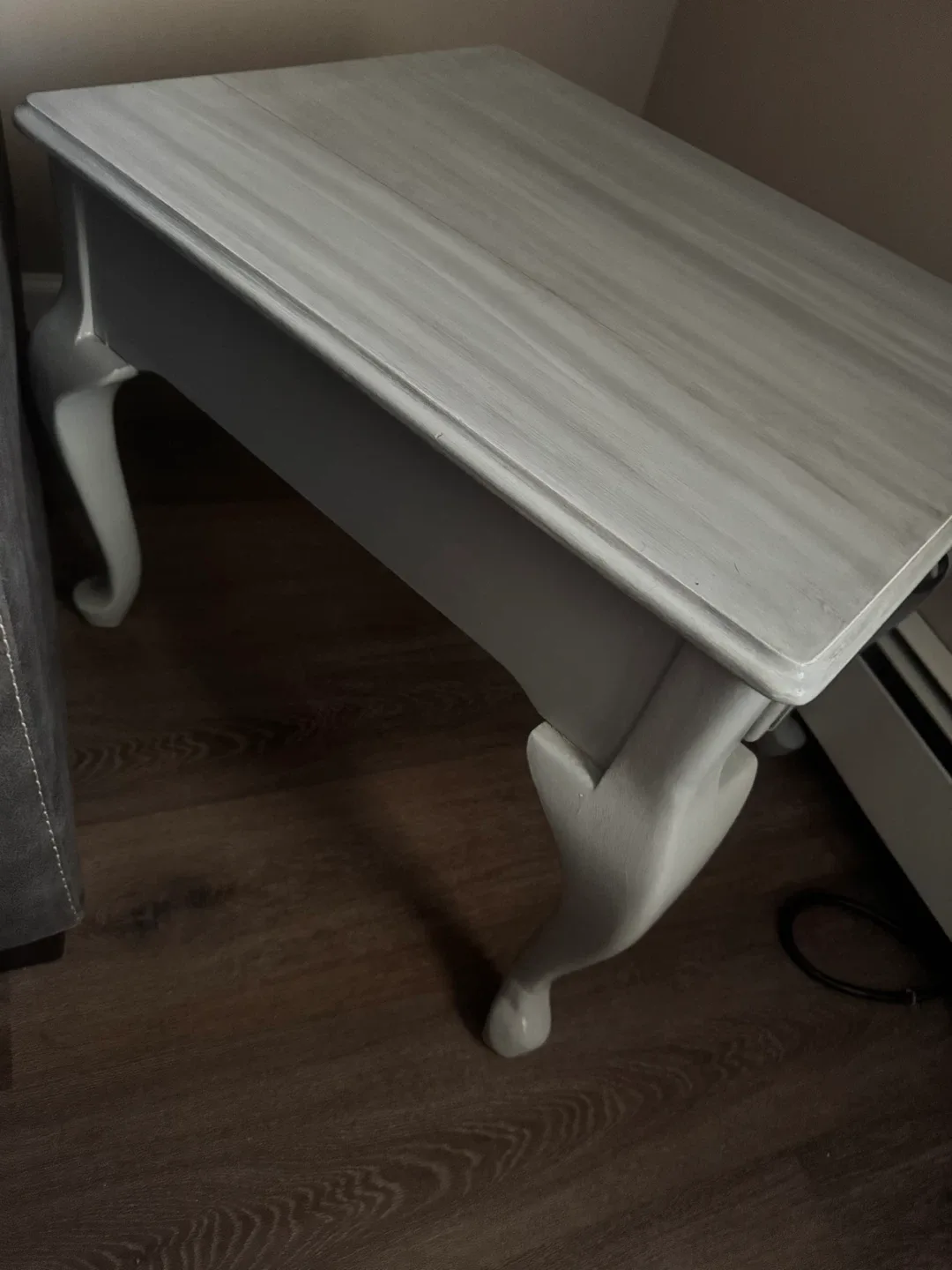 Gray Wooden End Table with Drawer image indicator(2)