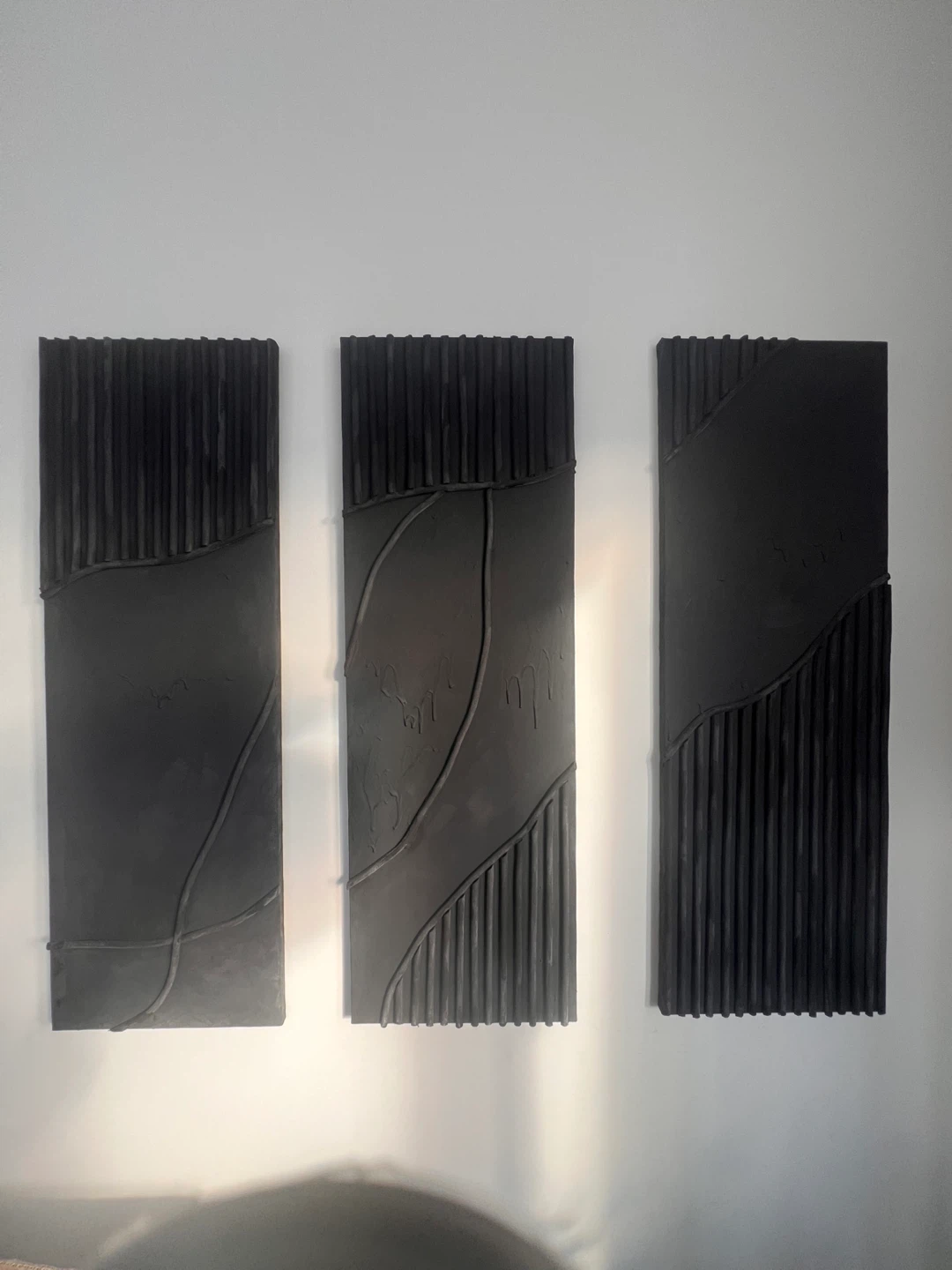 Textured Black Wall Art - Set of 3