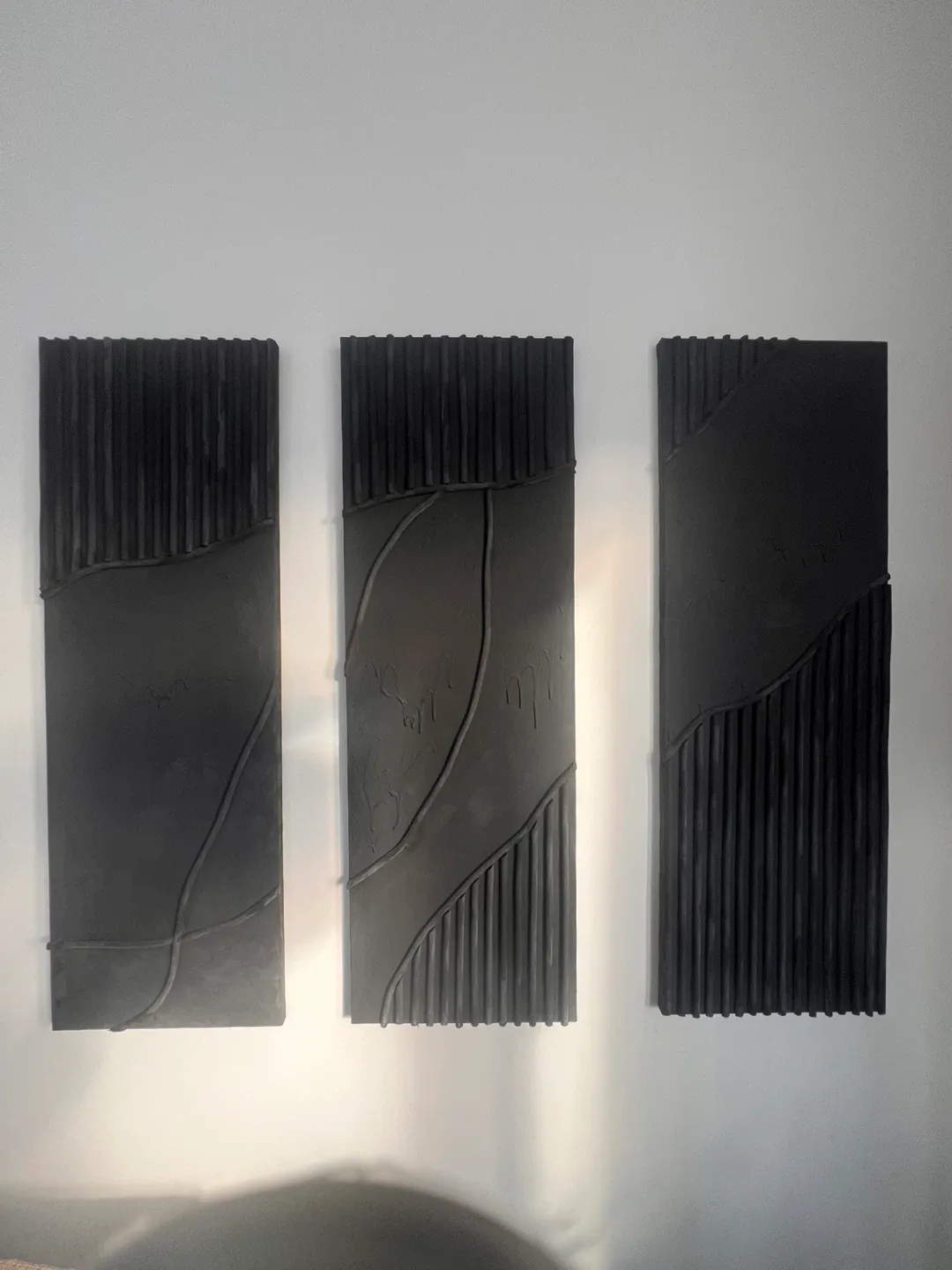 Textured Black Wall Art - Set of 3