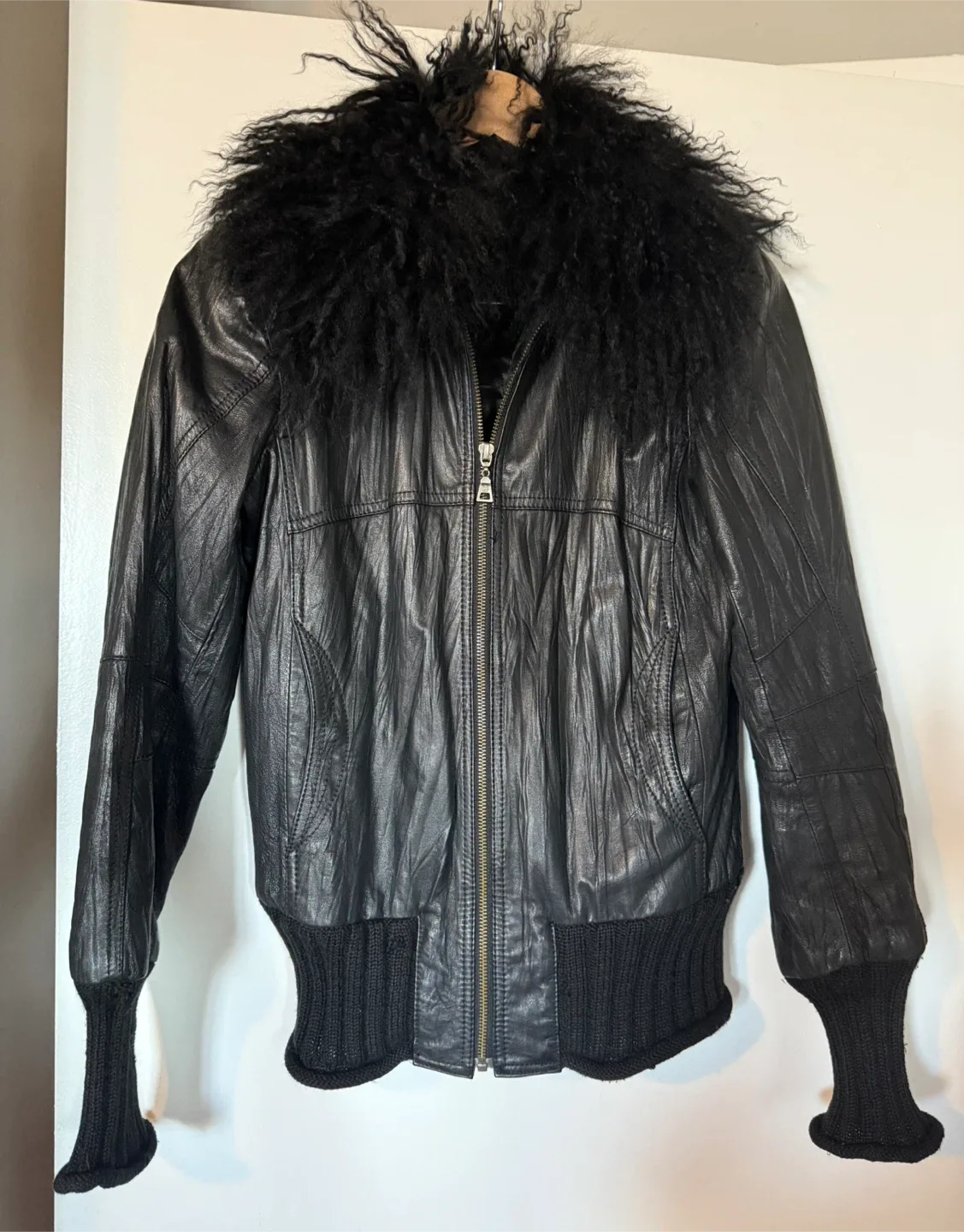 Danier Black Leather Jacket XS/TP