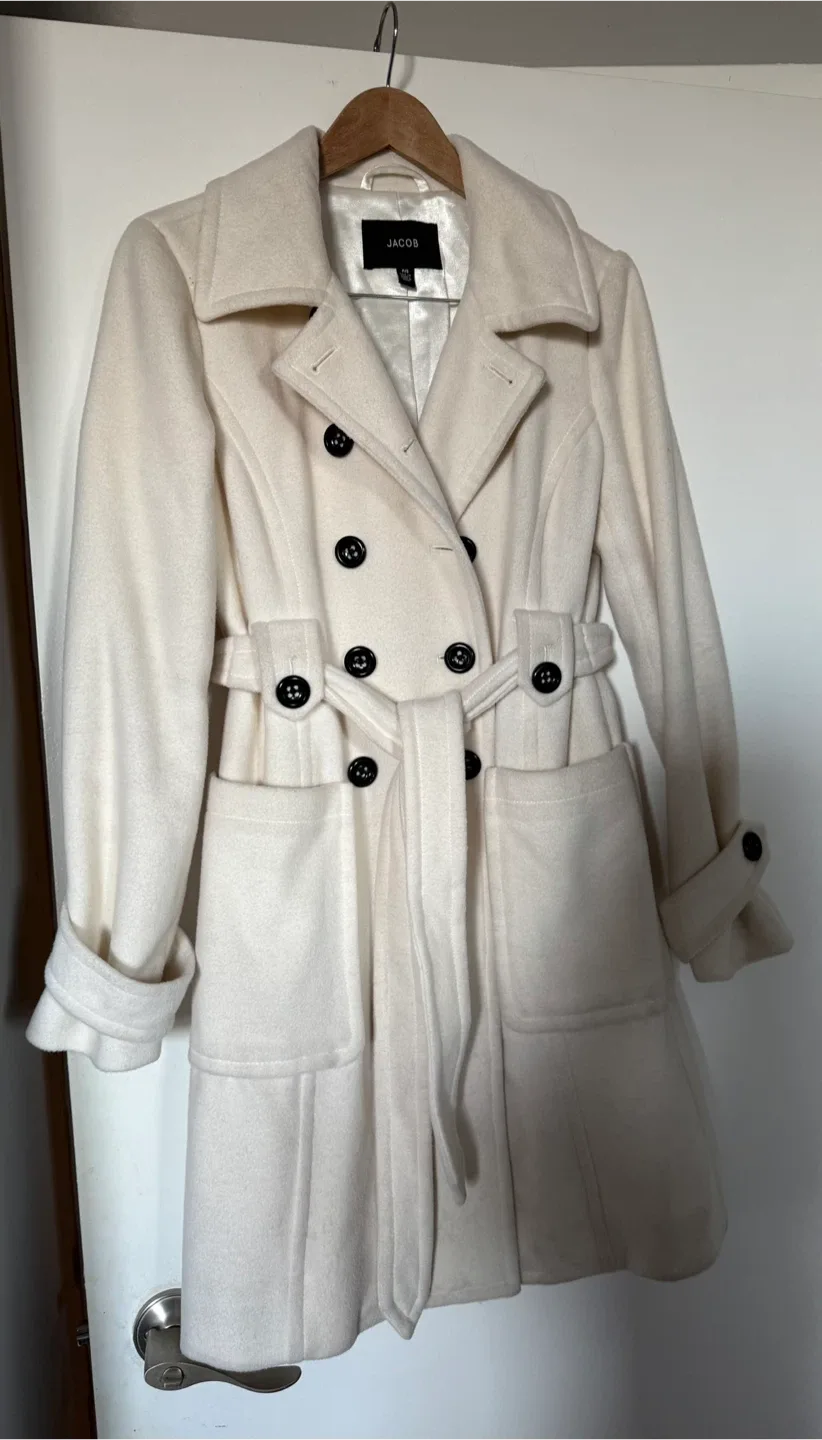 Jacob off white Wool Blend Coat - Size P/S