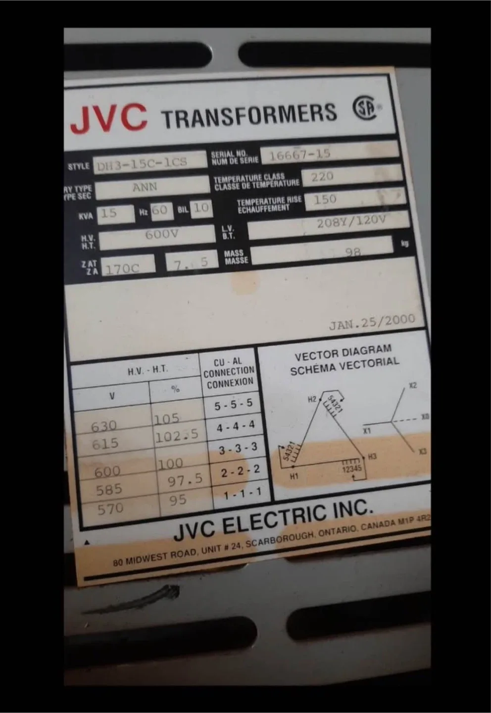 600V to 208V/120V Transformer image indicator(3)