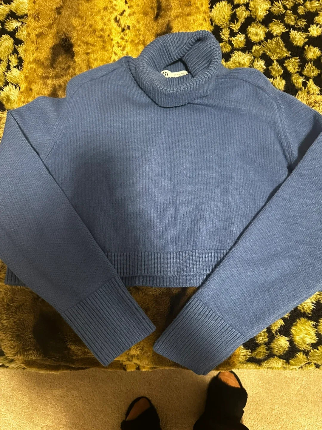 Zara Blue Knit Turtleneck - Size M