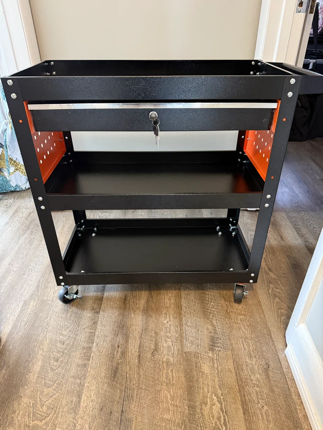 Rolling Tool Cart with Drawer & Pegboard image indicator(8)