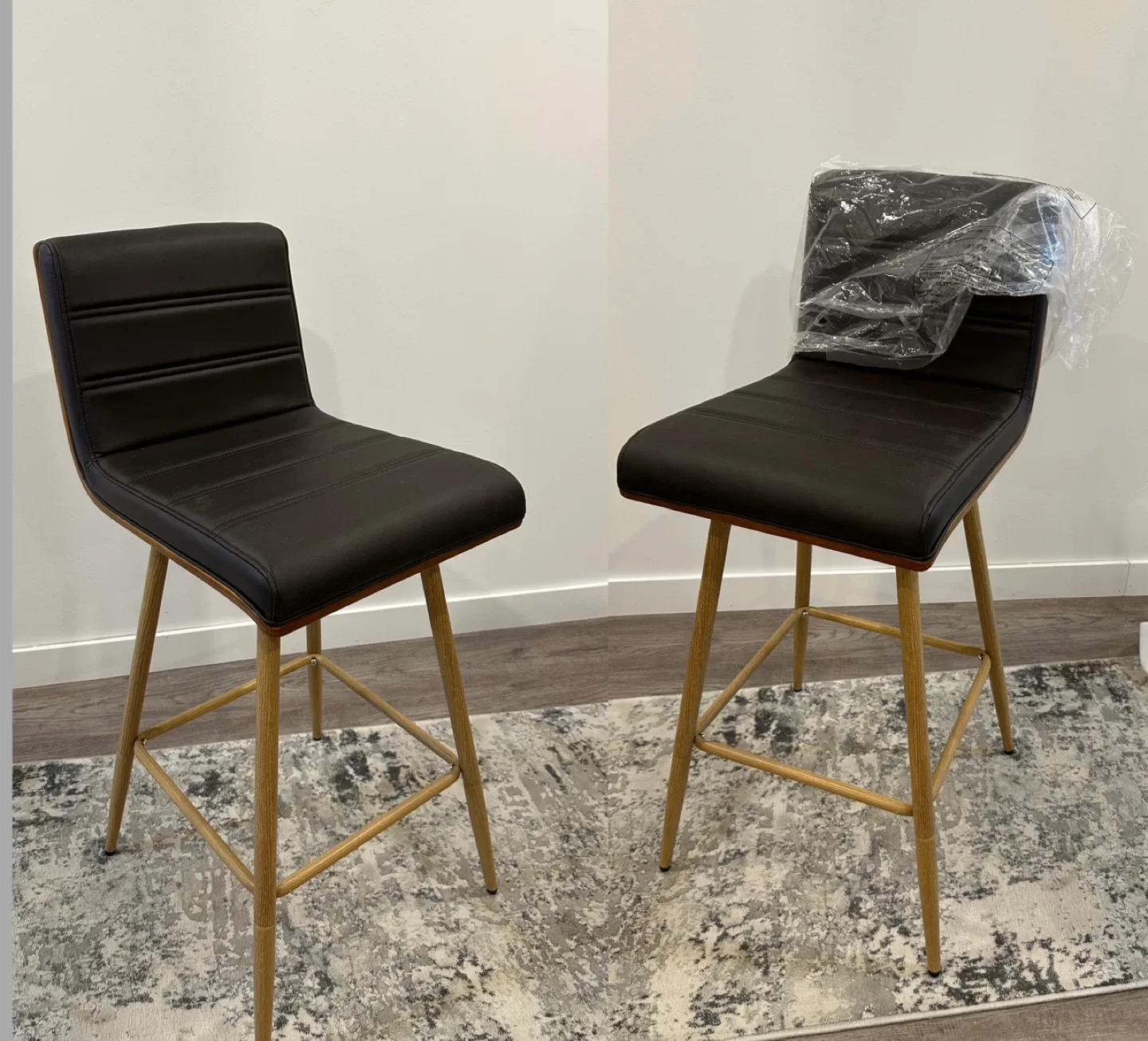 Brown Faux Leather Bar Stool