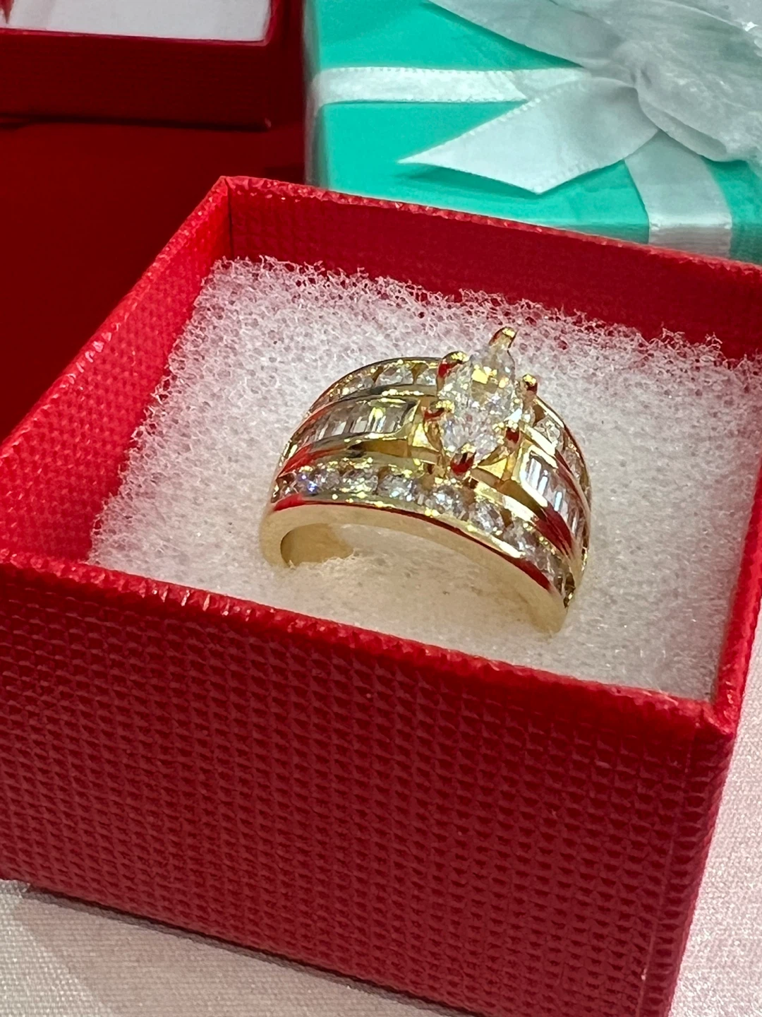 Gold-tone Ring with Cubic Zirconia - photo 3