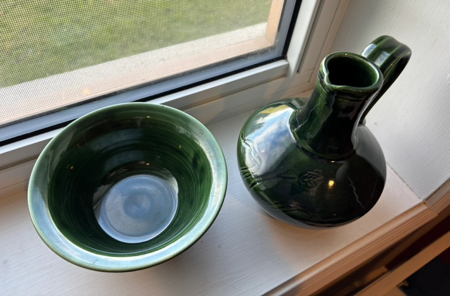 Green Ceramic Vase and Bowl Set - photo 3