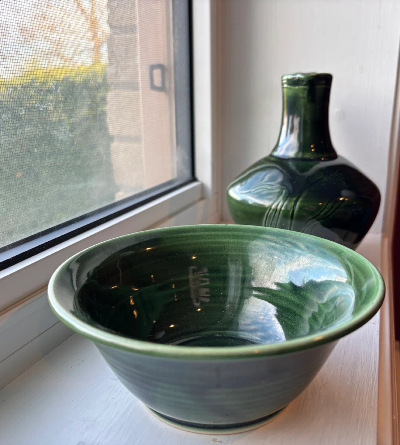 Green Ceramic Vase and Bowl Set - photo 2