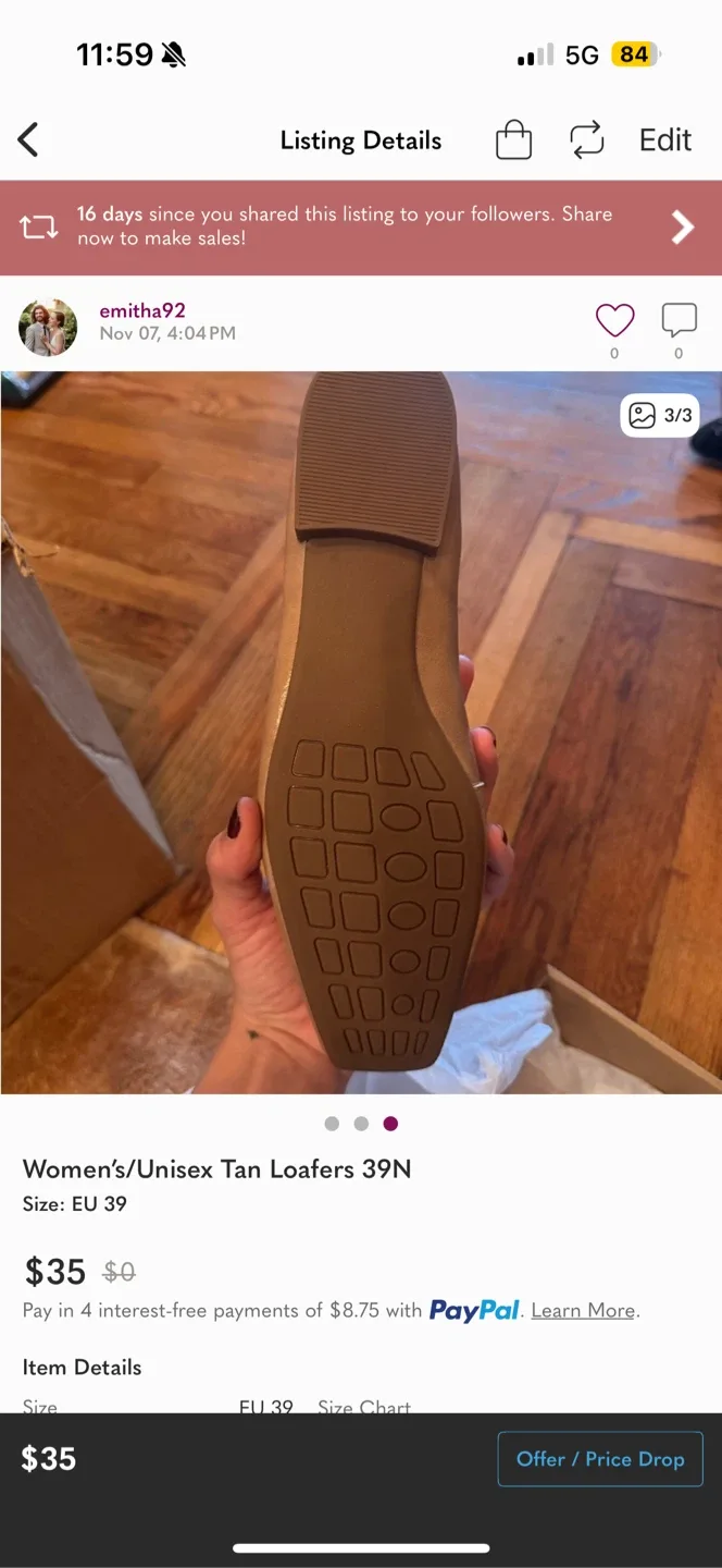 Women's Tan Loafers Size 9 image indicator(3)