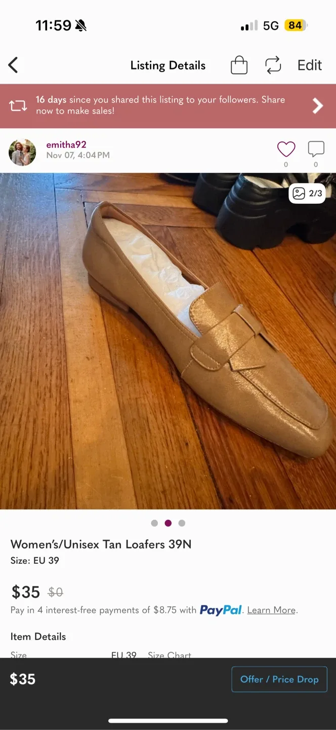 Women's Tan Loafers Size 9 image indicator(2)