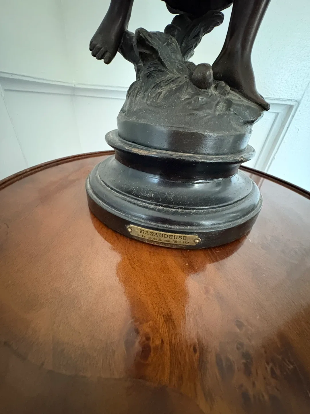 Vintage Bronze Statue - Girl with Fruit Basket image indicator(6)