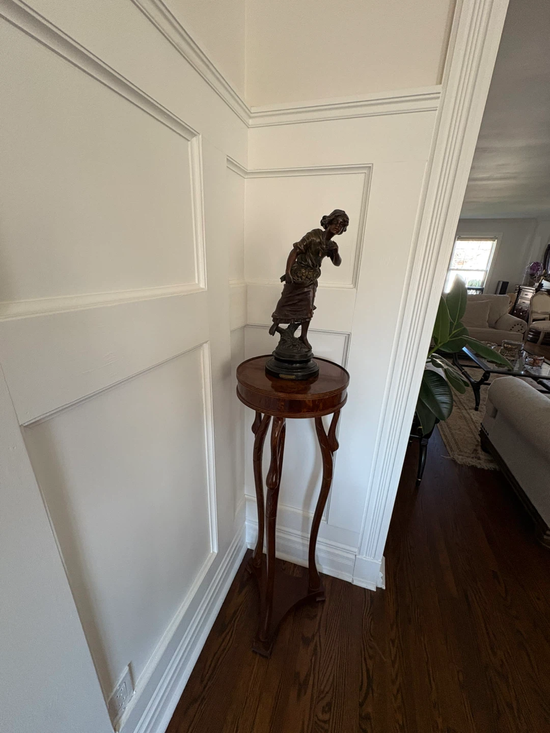 Vintage Bronze Statue - Girl with Fruit Basket