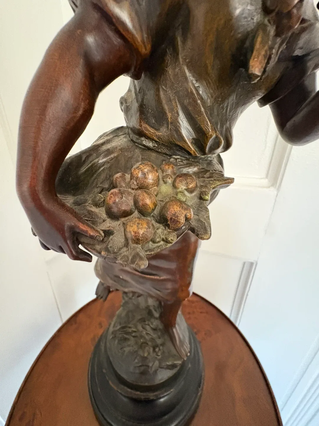 Vintage Bronze Statue - Girl with Fruit Basket image indicator(4)