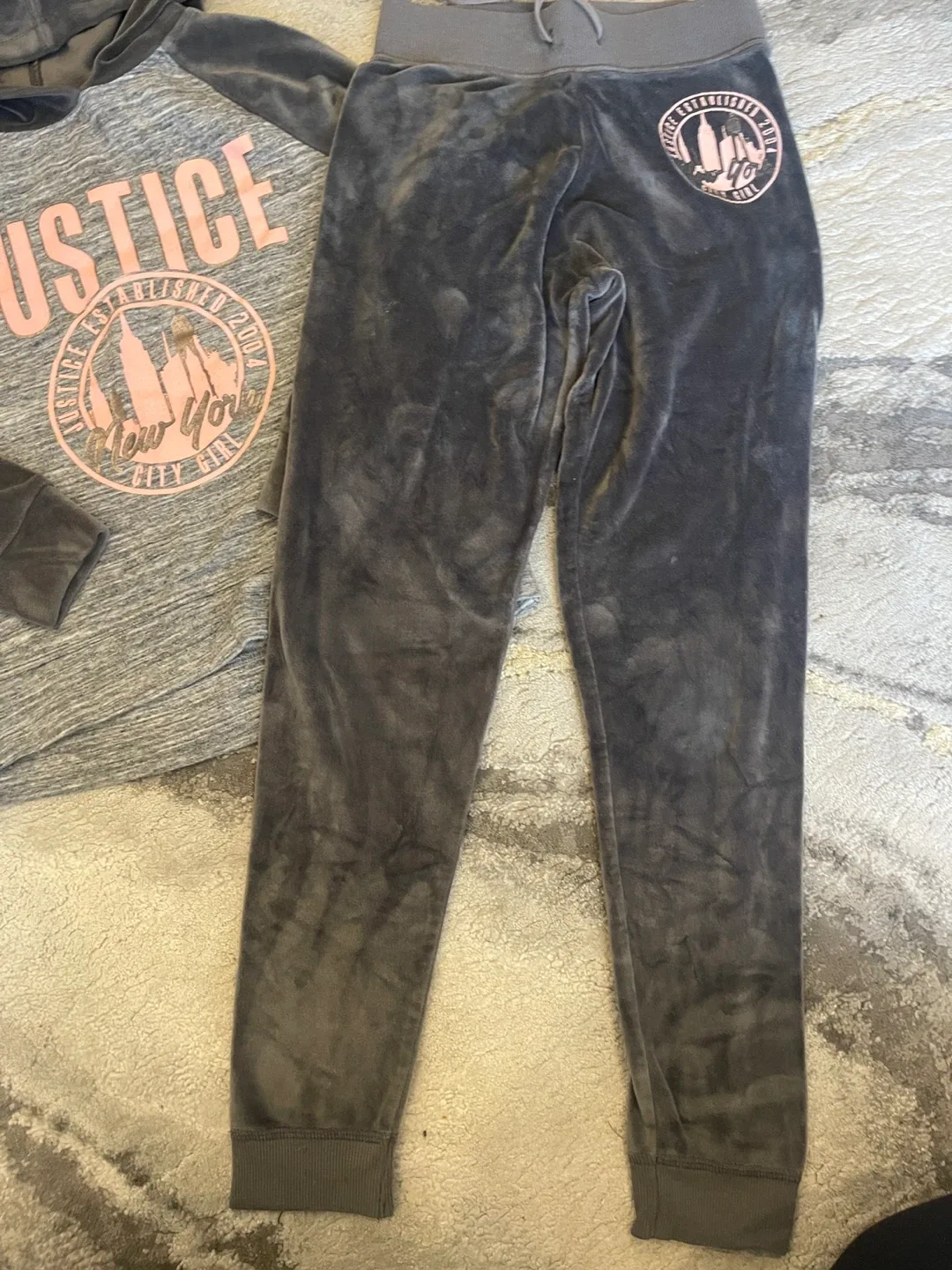 Size 10 Velour Grey Jogging suit -EUC image indicator(3)