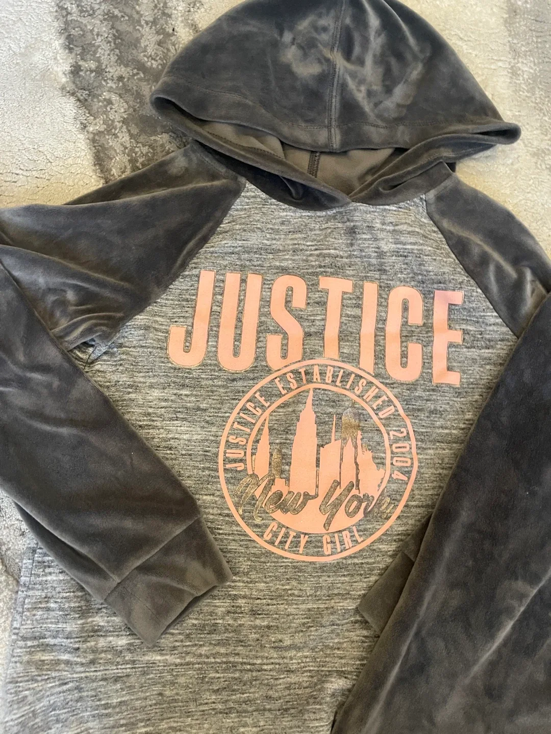 Size 10 Velour Grey Jogging suit -EUC image indicator(2)