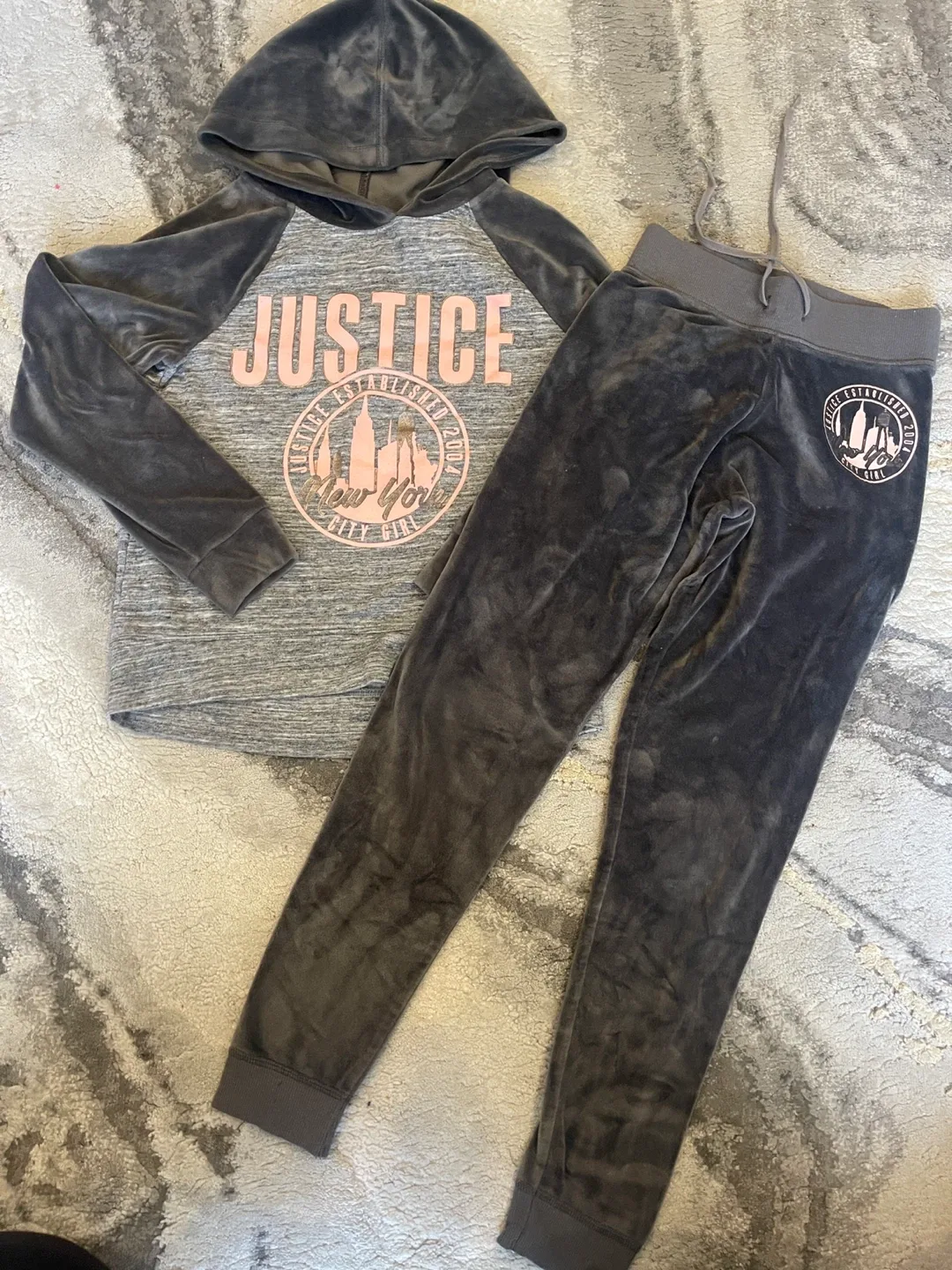 Size 10 Velour Grey Jogging suit -EUC