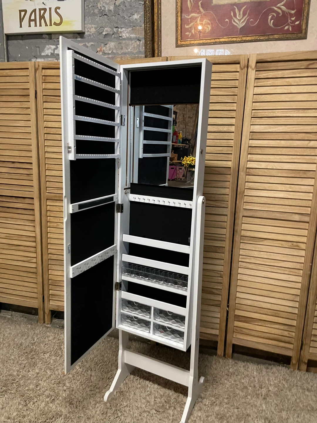 White Mirrored Jewelry Armoire - Full Length Mirror - photo 3