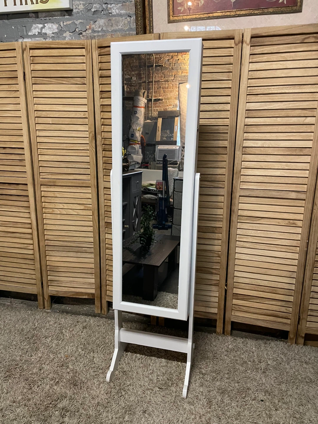 White Mirrored Jewelry Armoire - Full Length Mirror - photo 2
