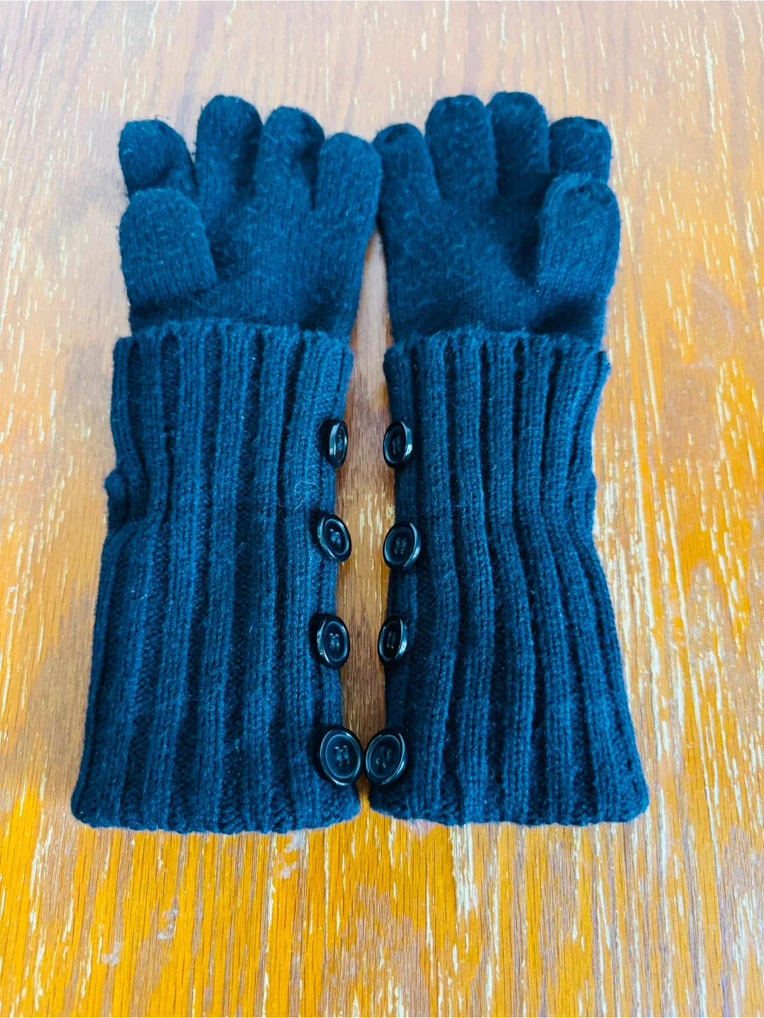 Black Gloves with Buttons