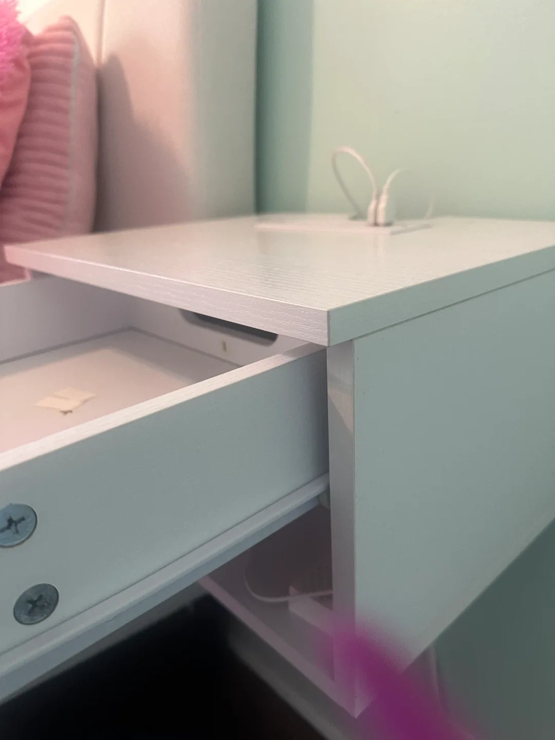 White Nightstand with LED Lighting image indicator(6)