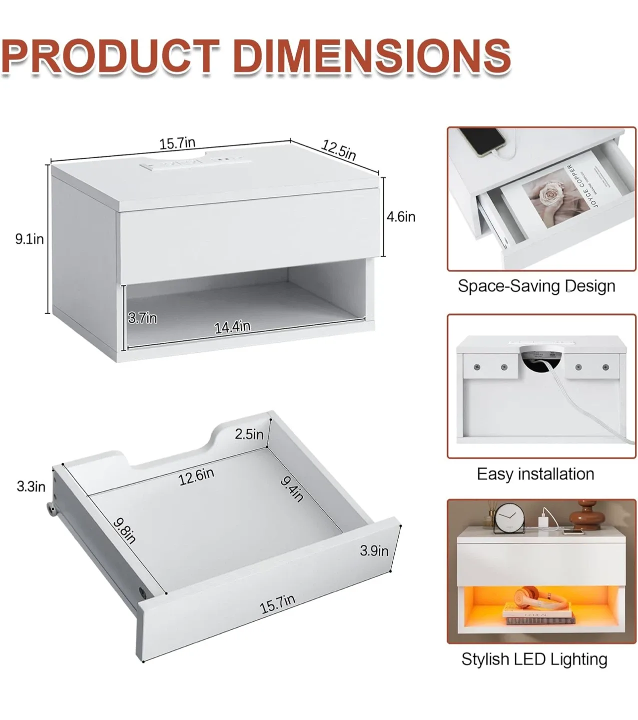 White Nightstand with LED Lighting image indicator(2)