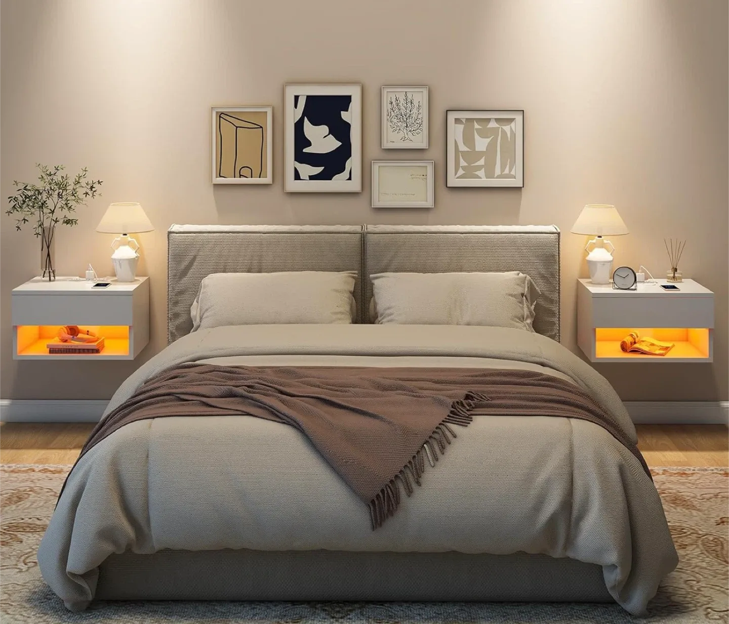 White Nightstand with LED Lighting image indicator(4)