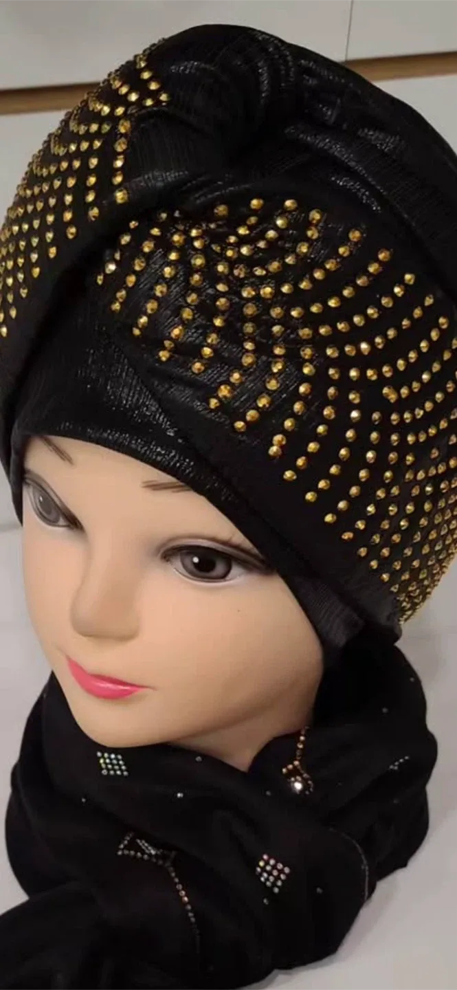 Stylish Rhinestone Turban - Silver & Navy image indicator(2)