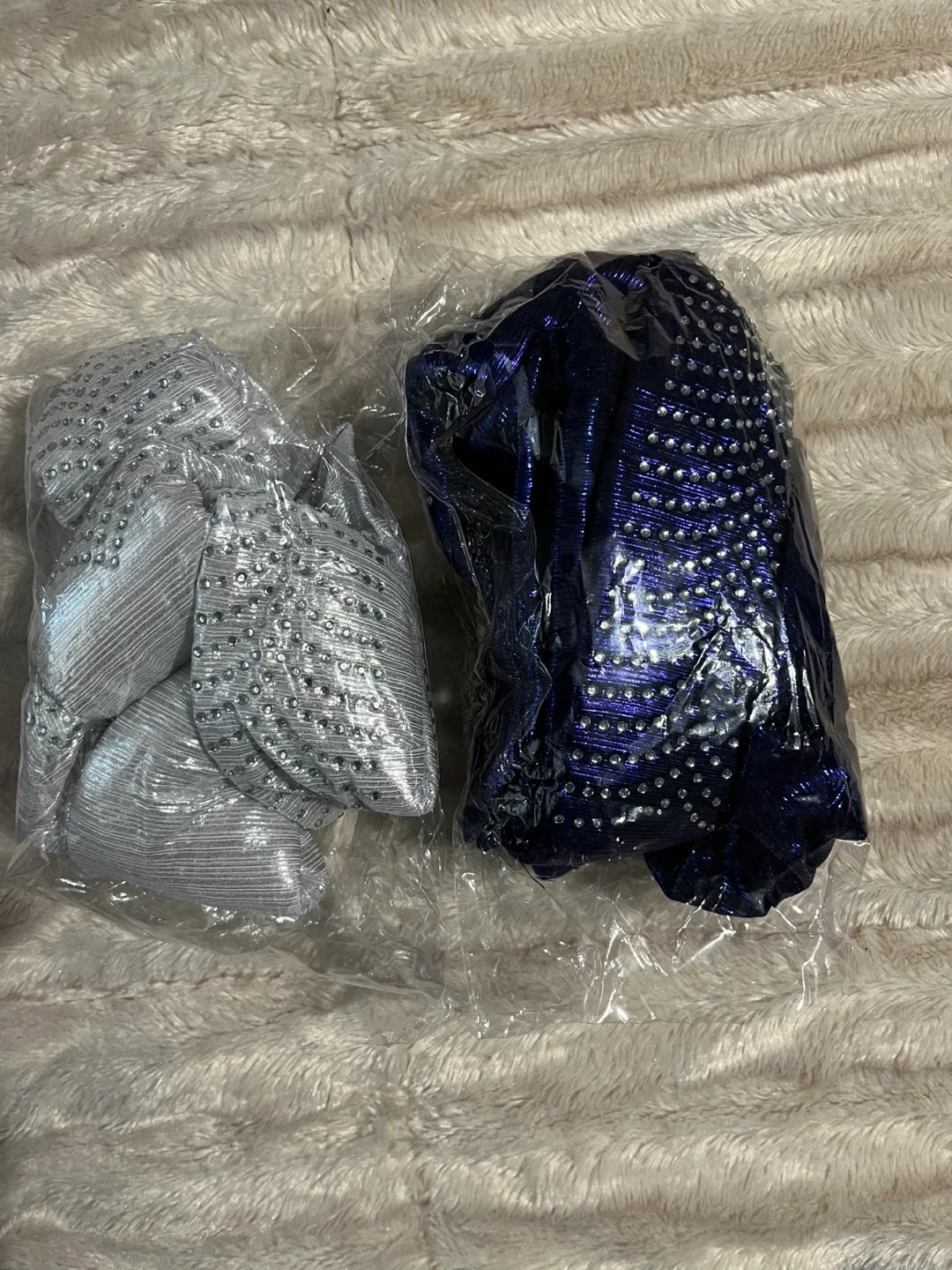Stylish Rhinestone Turban - Silver & Navy image indicator(5)