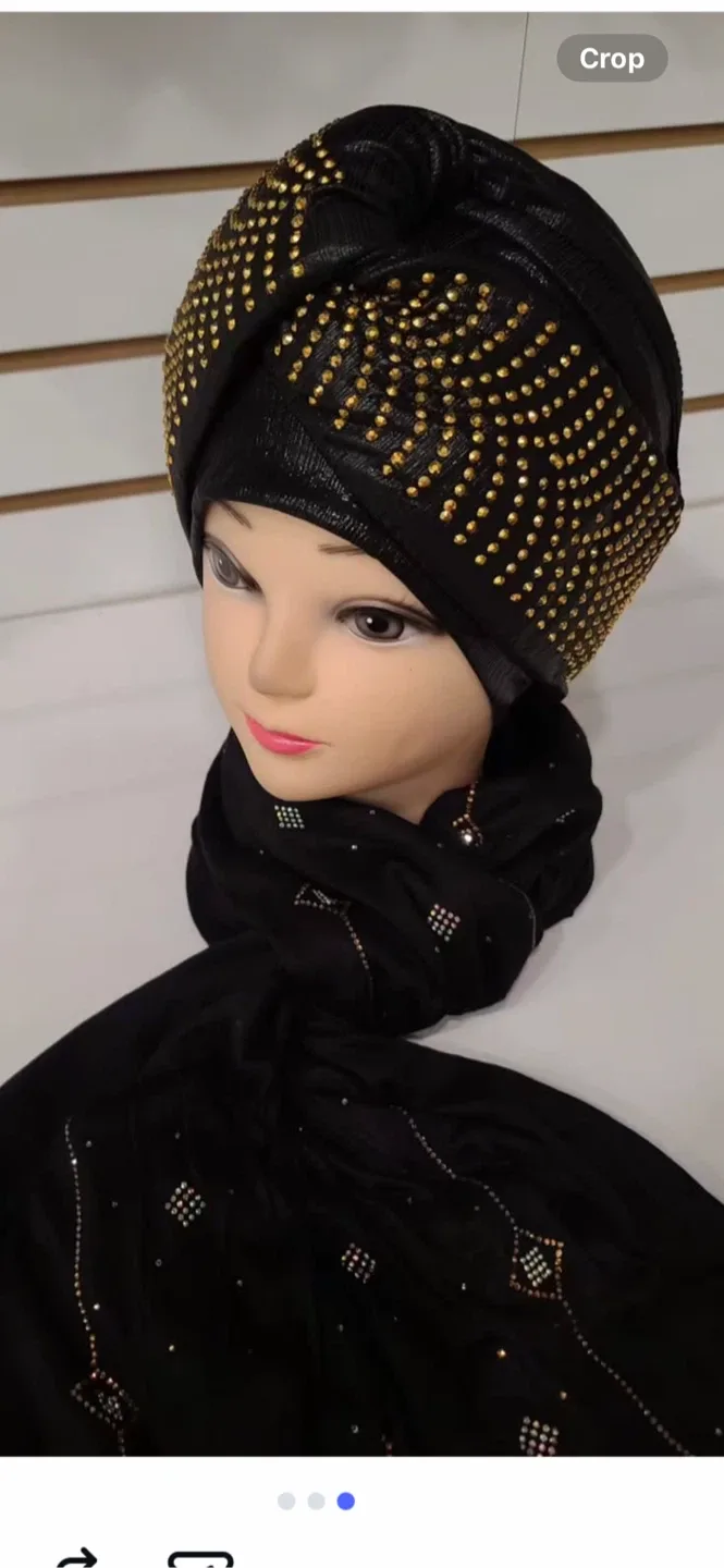 Stylish Rhinestone Turban - Silver & Navy image indicator(8)