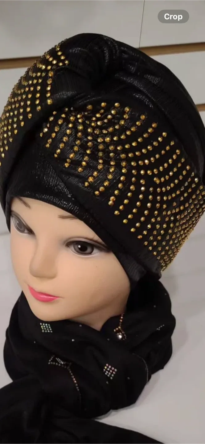 Stylish Rhinestone Turban - Silver & Navy image indicator(3)