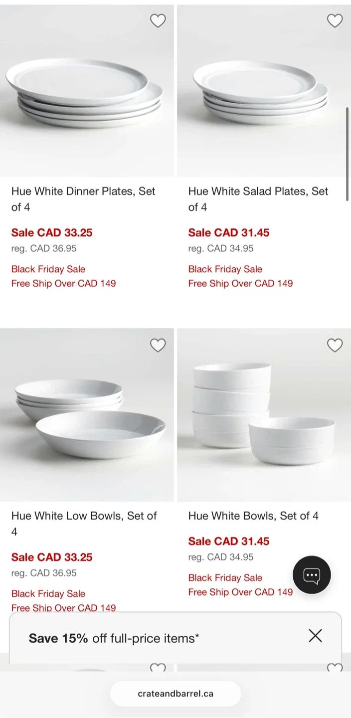 Crate & Barrel Hue White Dinner Plate