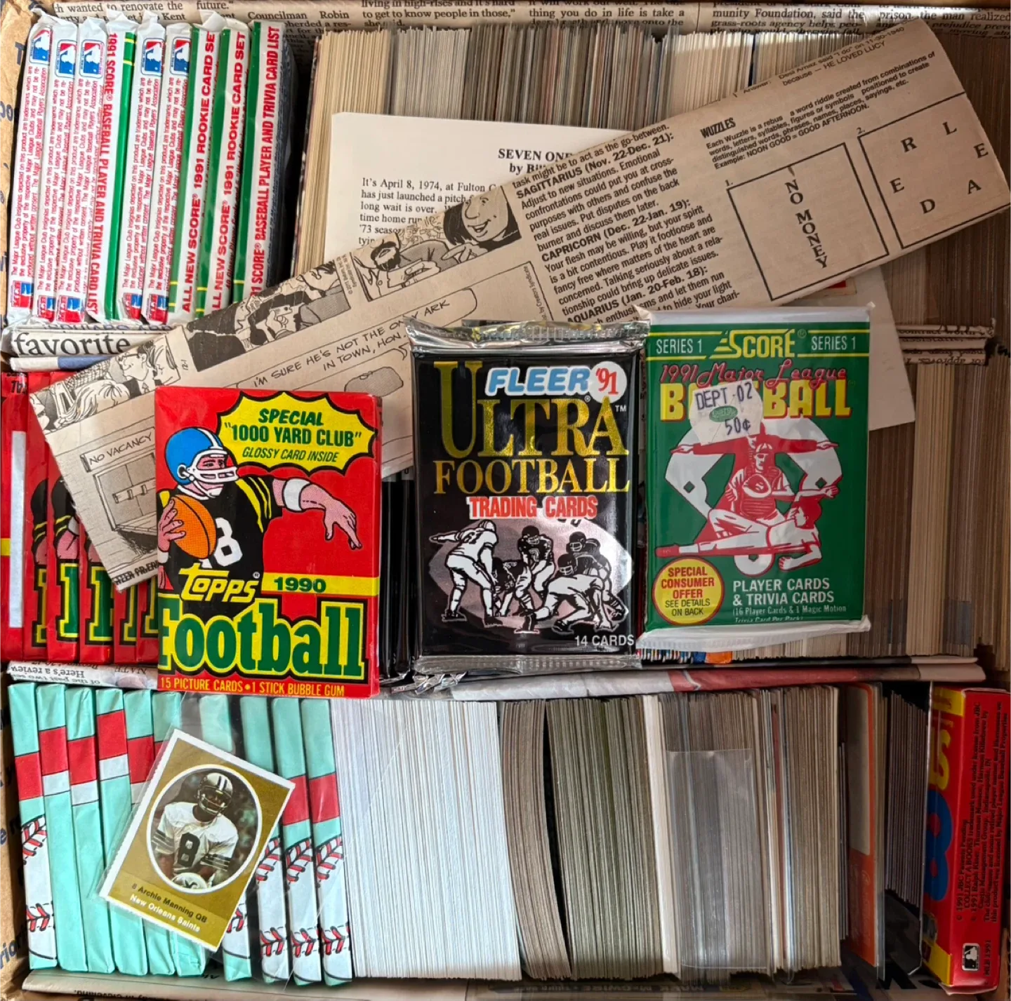 Vintage Baseball & Football Trading Cards Lot