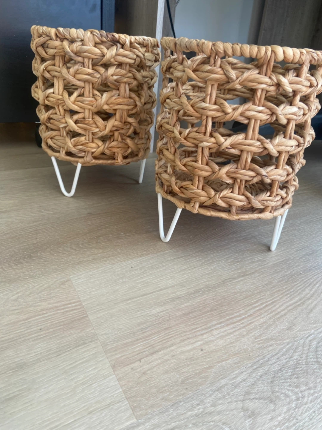 Woven Planter Baskets with Metal Legs