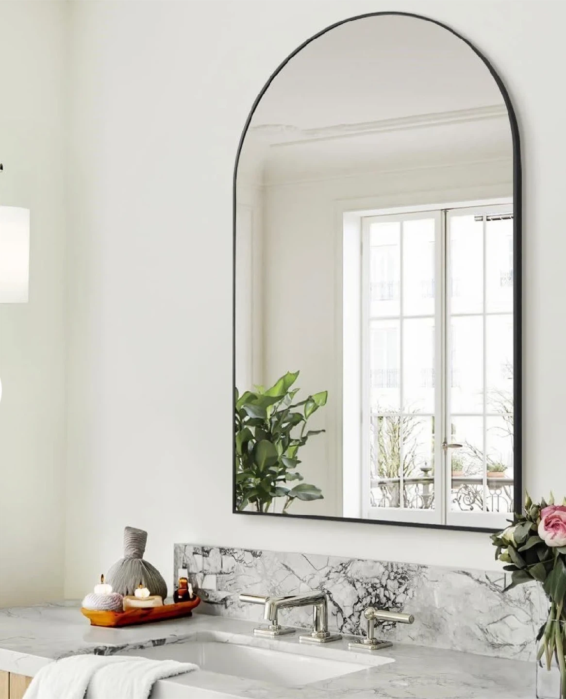 Arched Wall Mirror - Black Frame - photo 2