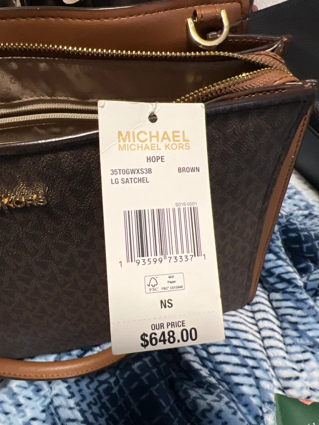 Michael Kors Hope Large Satchel with wallet- Brown image indicator(3)