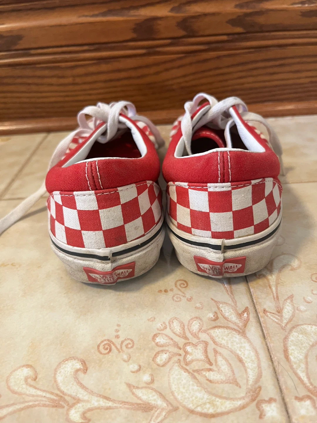 Vans Era Red/White Checkerboard Shoes, Size 8.5 - photo 4