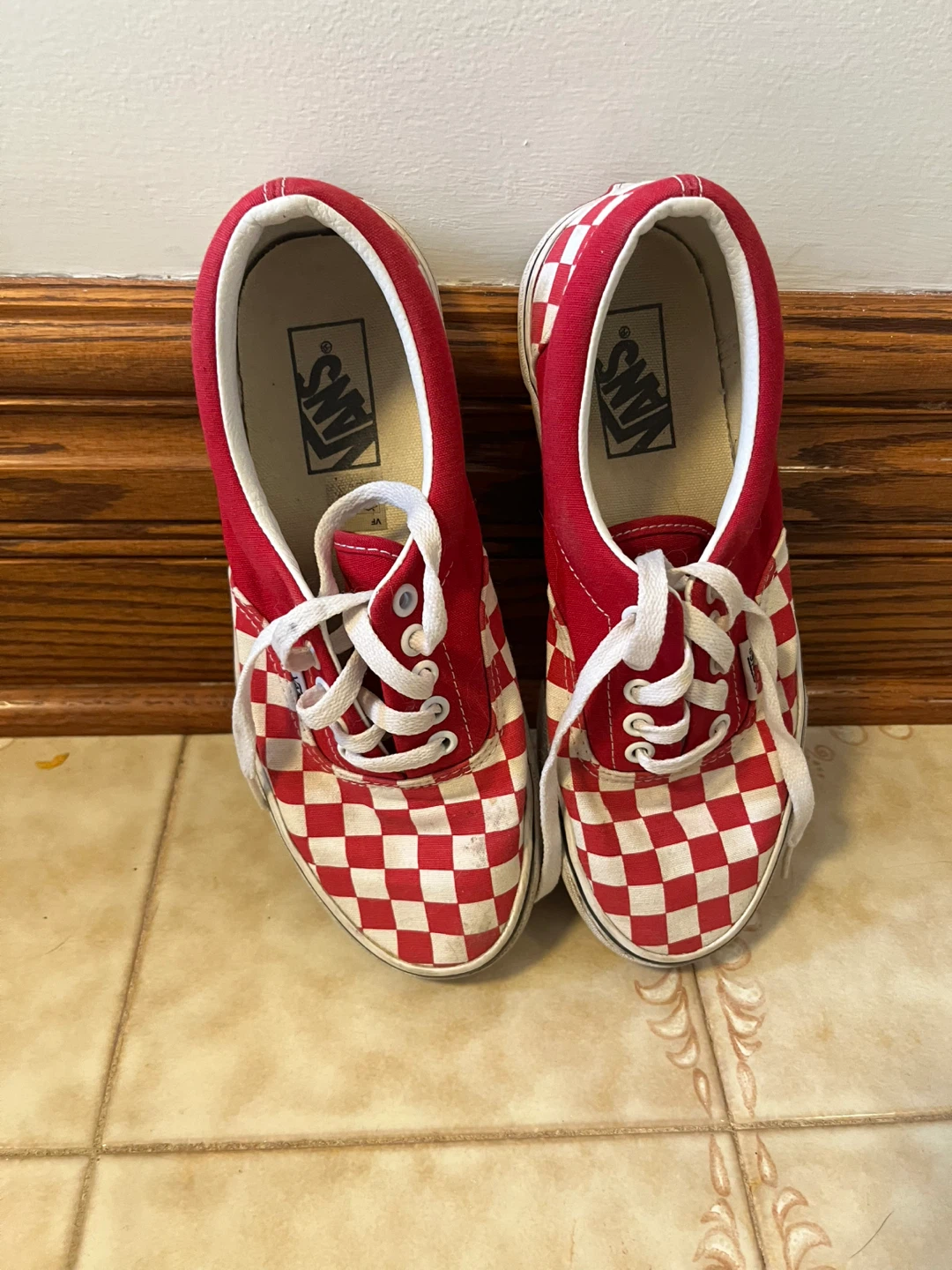 Vans Era Red/White Checkerboard Shoes, Size 8.5 - photo 3