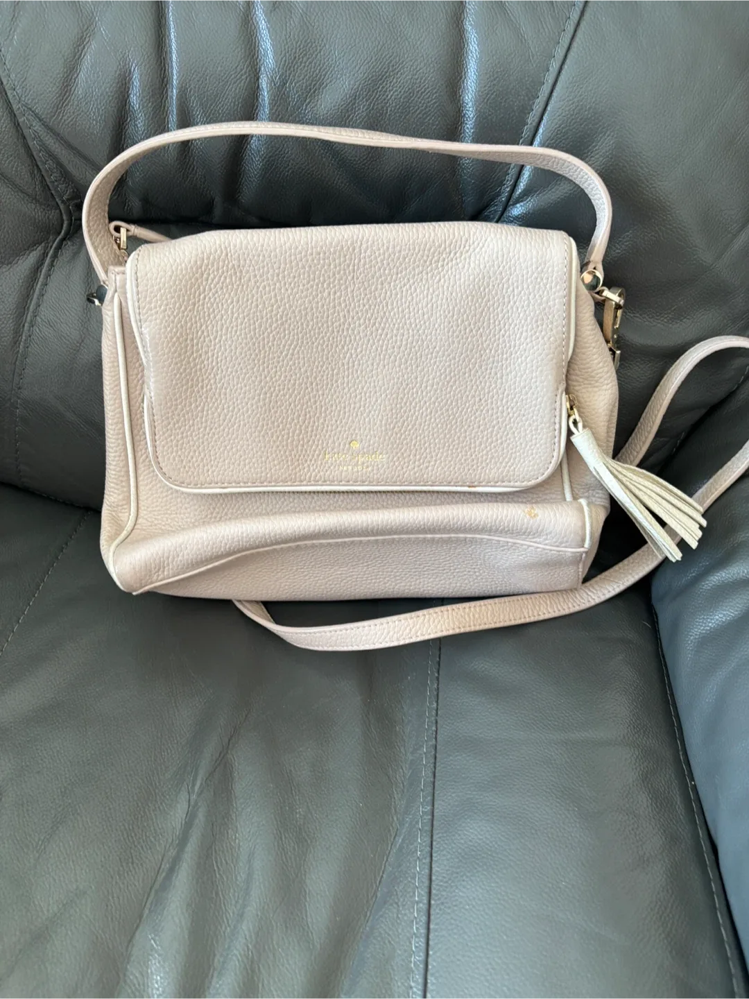 Kate Spade Beige Leather Shoulder Bag