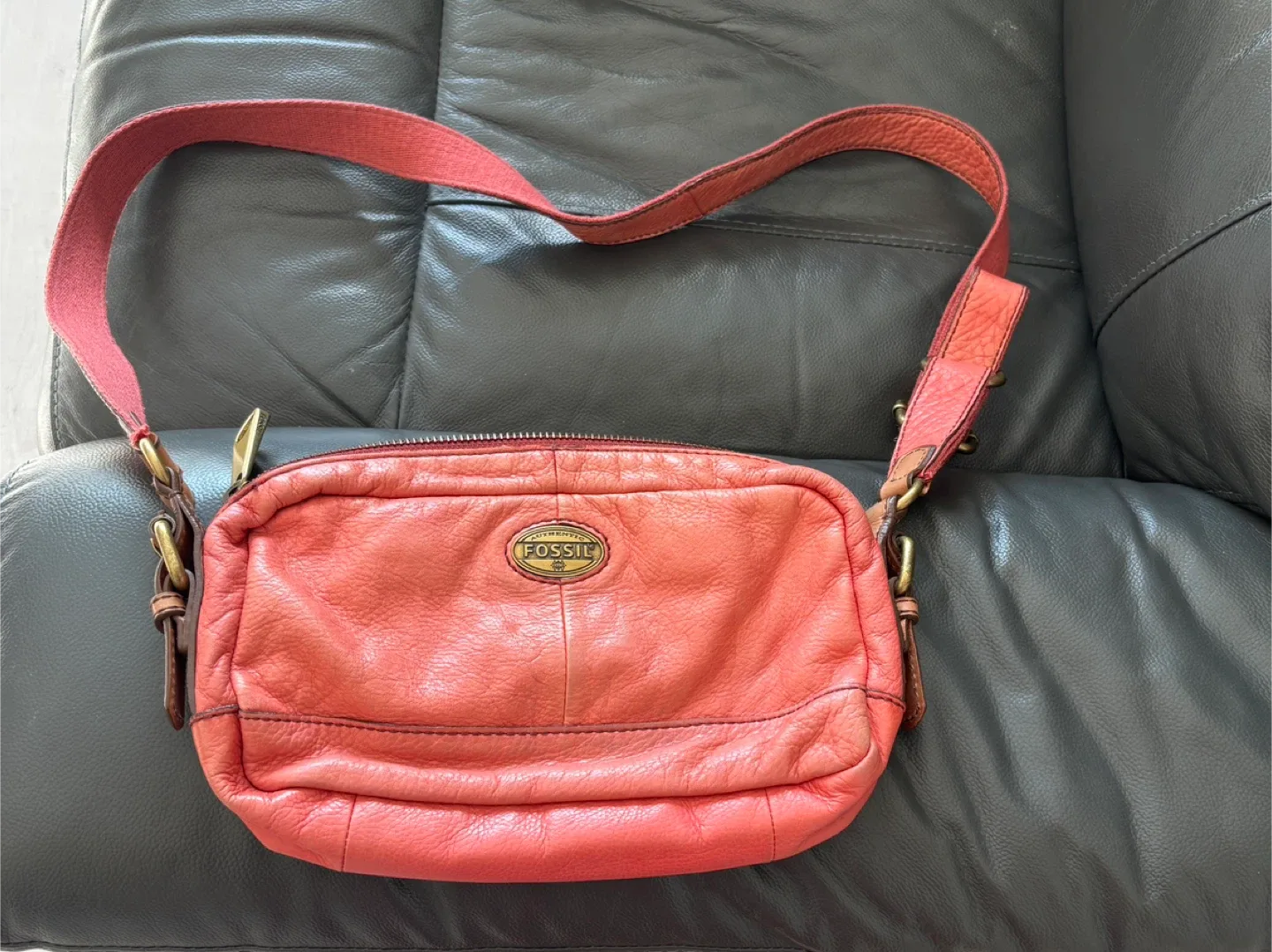 Fossil Coral Leather Crossbody Bag