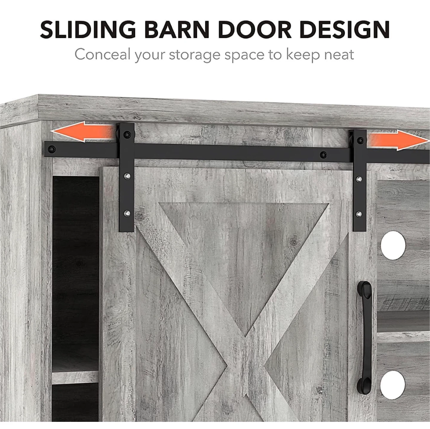 Rustic Gray Sliding Barn Door TV Stand, 65 inch - photo 4