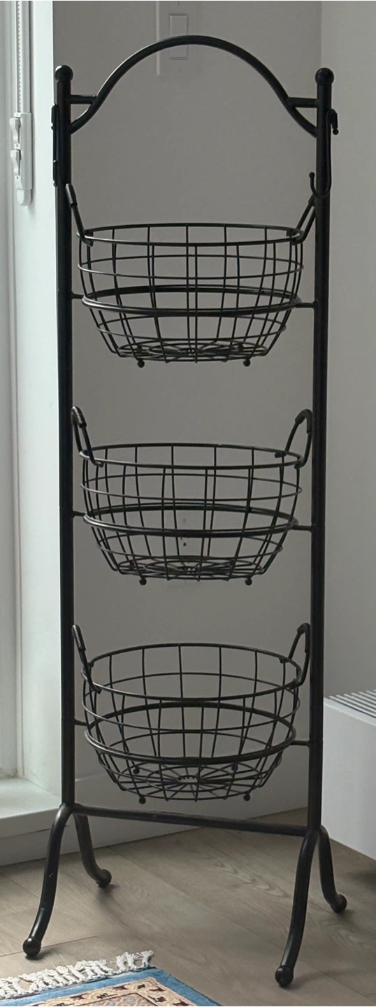 3-Tier Wire Basket Stand - Black - photo 3
