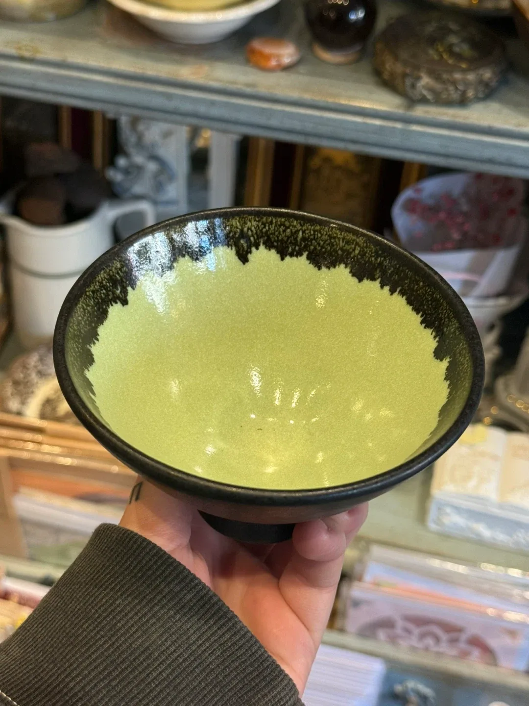 Small Ceramic Bowl - Green & Black